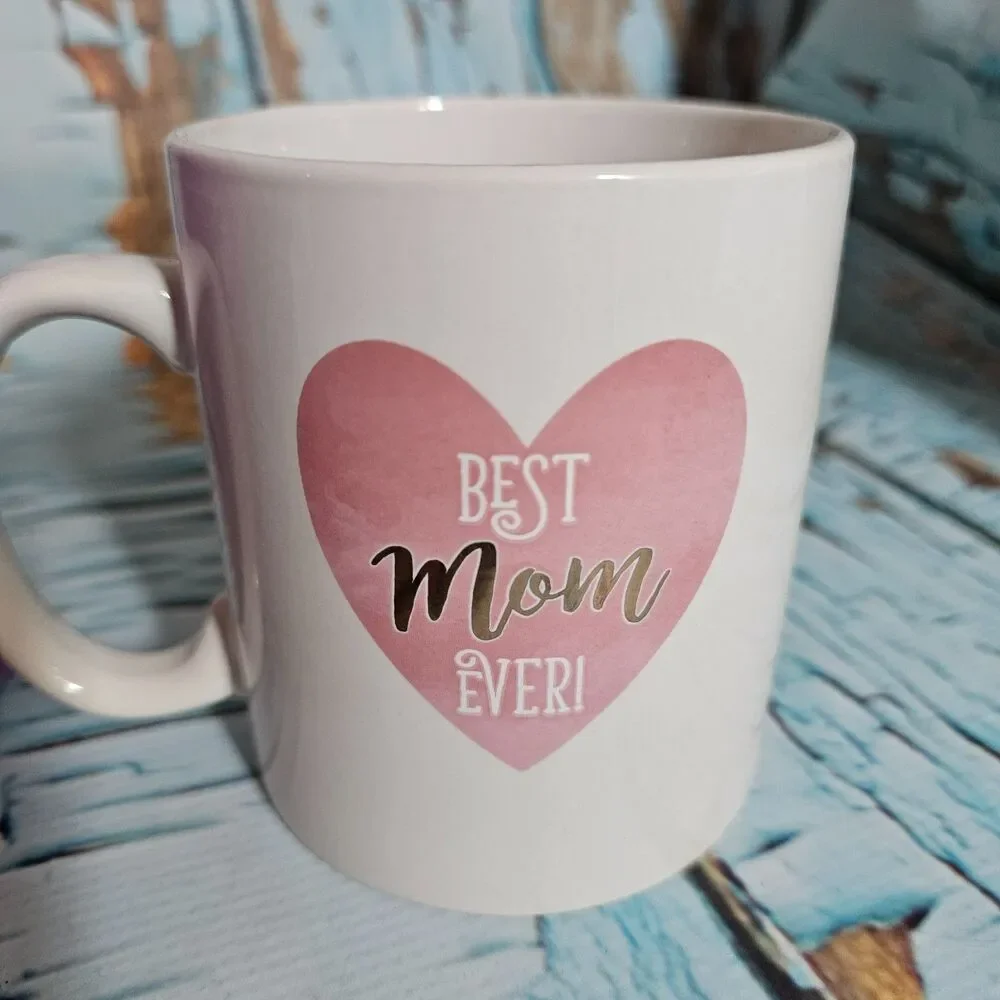 Best Mom Ever Coffee Mug 18oz Pink Heart Mother’s Day Gift New in Box
